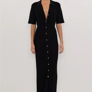Elegant Black Button-Down Dress
